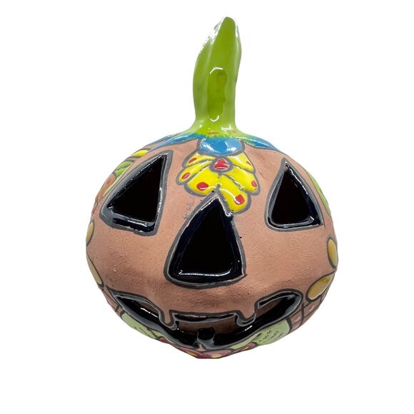 Talavera Mexican Pottery Jack O` Lantern Pumpkin Halloween Large Folk Art Decor - Picture 8 of 9